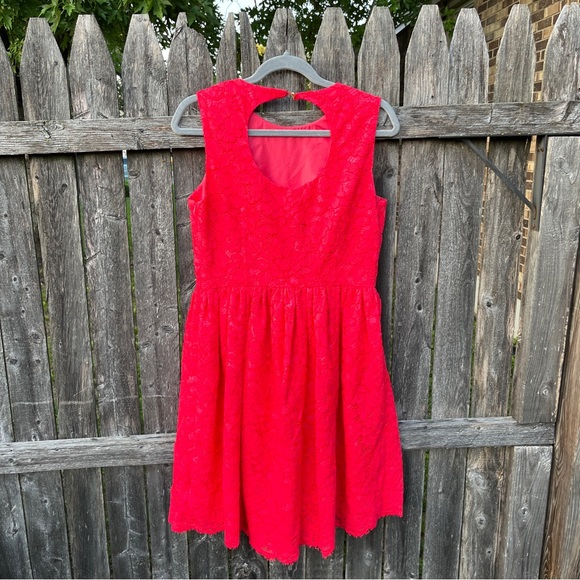 Red Orange Kate Spade Lace Dress Sleeveless Sz 8 - Picture 7 of 8